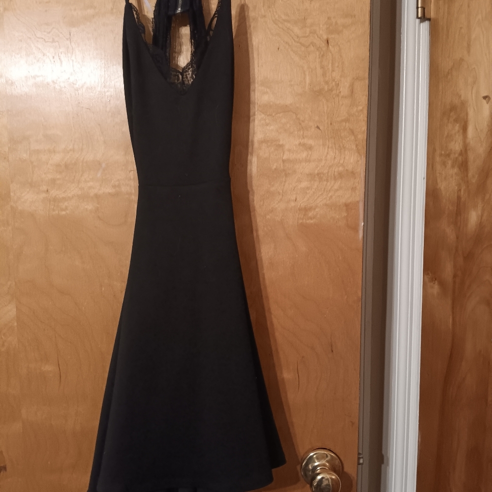 Sexy open/lace back, black dress